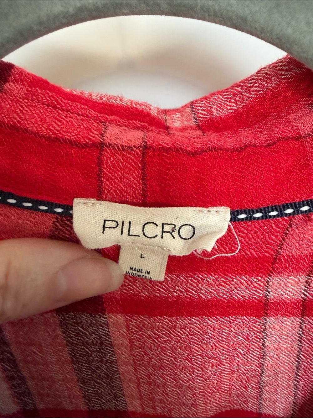 Anthropologie Pilcro Oversized Red Plaid Button-Up Shirt (Large) - Picture 5 of 6